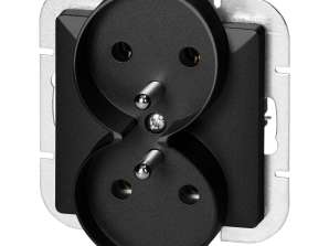 Çift priz p/t 2x2P Z Pearl. 16A. 250V. PT 6 PR. siyah