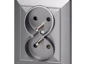 Çift priz p/t 2x2P Z Pearl. 16A. 250V. PT 6 P. antrasit
