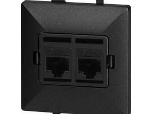 Tomada 2xRJ45 Cat5 Pearl. RJ45 5CAT/P2. preta