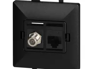 Ena vtičnica. F tip 1xRJ45 Cat6 Biserna vtičnica. TV/F RJ45/P. črna