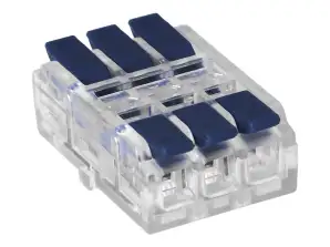Drahtklemmenanschluss 3-polig, beidseitig; für jedes Kabel 0,75-4mm?; IEC 250V/32A; Blister mit 4 Stück.