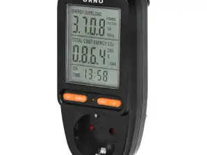 Wattmeter. Energieverbrauchsrechner mit LCD-Display. Schuko-Version. schwarz
