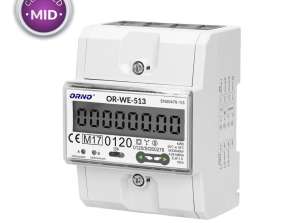 Трехфазный счетчик электрической энергии 80A. MID. 3 модуля. DIN TH 35mm