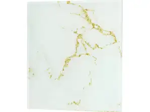 Glaspanel. Universell. Farbe Granit Weiß/Gold Hochglanz