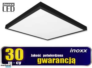 LED panelis 60x60 60W lubų lempos kasetė 3000K šilta juoda rėmas