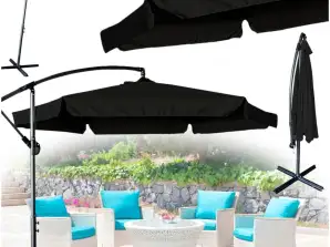 Grand parasol de jardin pliant avec bras 290cm noir
