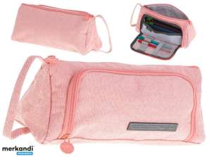 Estojo de lápis escolar saqueta dupla saco cosmético rosa
