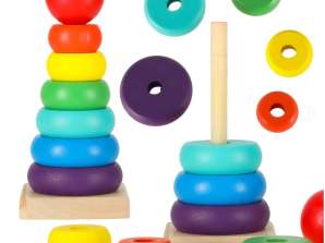 Turmpyramide Holzpyramide zum Stapeln Sortierer bunt Regenbogen 13cm