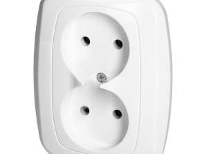 Двойная розетка п/т 2x2p 16A. 250V. ATUT. белая