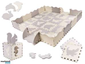 Tappetino puzzle box in schiuma per bambini 36 pezzi grigio ecru