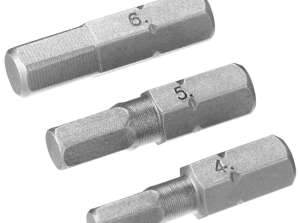 Jeu de pointes hexagonales pour tournevis hx 4;5;6/25 3 pièces.