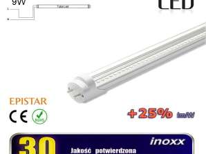 Tube LED 60cm 9W T8 6000K G13 froid transparent unilatéral