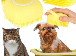 Toallita Limpiadora de Cepillos de Silicona para Perros Gatos con Dispensador Amarillo