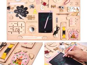 Planche de manipulation horloge en bois rose 75x50cm