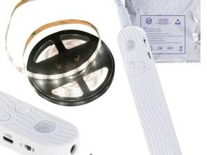 Capteur de mouvement à bande LED à piles USB 2M Blanc froid