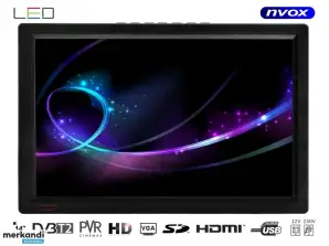 LED-Fernseher 14 Zoll HDMI VGA USB SD AV PVR DVB T/T2 MPEG 4/2 12V 230V... NVOX DVB14T