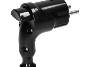 Winkelstecker Uni Schuko mit Auswerfer 16A/250V. schwarz
