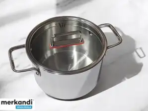 Set di pentole in acciaio inox con lussuosi dettagli rossi - 15 pz