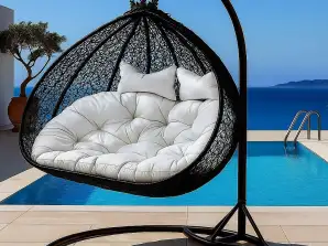 Hanging armchair swing DOUBLE cocoon garden basket swing PREMIUM MAXI