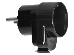 Stecker Uni Schuko mit Steckdose 2P Z Schuko 16A. schwarz