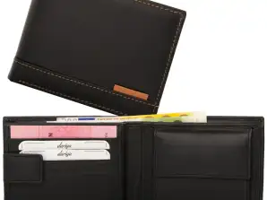 Geldbörse mit Innenriegel Nappa-Leder Scheintasche schwarz/cognac