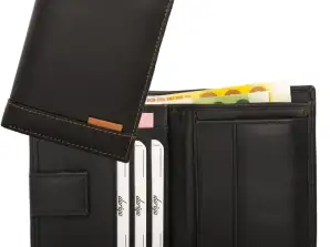 Geldbörse mit Innenriegel Nappa-Leder Kombibörse schwarz/cognac