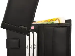 Geldbörse mit Innenriegel Nappa-Leder Kombibörse schwarz/grau