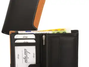 Geldbörse Innenriegel Nappa-Leder Kombibörse schwarz/cognac