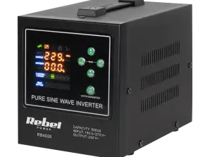 Rebel POWER 500 LFP4 invertteri puhtaalla siniaalolla ja lataustoiminnolla 12V 230V 500VA/300W