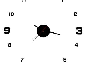 Orologio da parete adesivo nero 4 cifre grandi