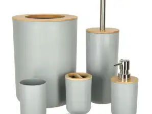 Badezimmerset, Bürstenspender, Set mit 6 Elementen, grau