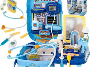 Set da medico con accessori in valigia da 34 pezzi. Tavolo