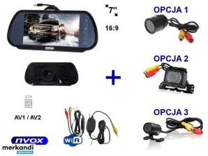 Ensemble de moniteur LCD 7 pouces dans le rétroviseur 12v 24v caméra de recul de voiture et module wifi sans fil