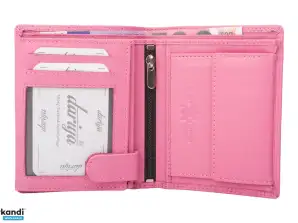 Hochwertige Rindleder Geldbörse mit Doppelnaht Hochformat - rosa