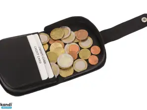 Schüttelbörse / Münzbörse mit 4 Kartenfächern und Verschlussriegel schwarz