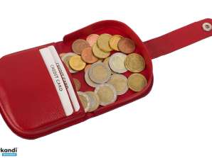 Schüttelbörse / Münzbörse mit 4 Kartenfächern und Verschlussriegel rot