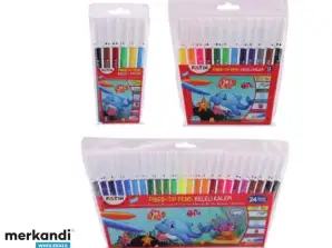 Für Grosshandel 12er-Set Fasermaler in transparenter PVC-Hülle