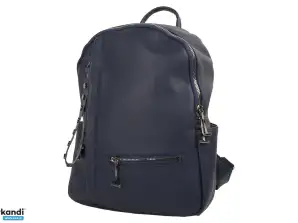 Noble Sac à dos de loisirs unisexe avec fermetures éclair en métal Bleu foncé