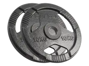 LEC RBA 2143 10 olimpiai öntöttvas súlykészlet 2x10kg. 51 mm-es lyuk. lemez fogantyúkkal. LÁZADÓ AKTÍV