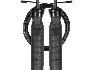 Boxing skipping rope with rubber handle with a load of 2x100g and a metal bearing 300cm adjustable REBEL ACTIVE