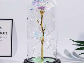 Ikuinen Ruusu Kupolissa Karkaistuna Värillisenä LED-Valaistus 21x11cm