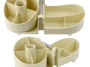 Organizer for cosmetics office accessories handle beige