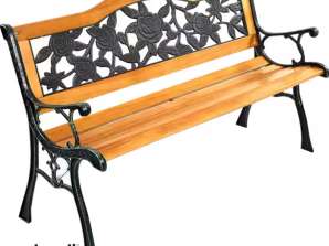 NEL 26570 BANC DE JARDIN EN BOIS MÉTAL CIMETIÈRE BANC DE PARC AVEC DOSSIER