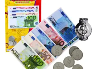 Set Speelgoed Geld Euro Bankbiljetten Munten Euro Hanger