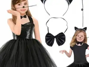 CHAT NOIR COSTUME CHATON CHAT NOIR ENSEMBLE 3en1 CARNAVAL BAL ANNIVERSAIRE
