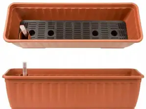 BLUMENTOPF BALKONKASTEN KRÄUTER BLUMEN MIT BEWÄSSERUNG 60cm BRAUN
