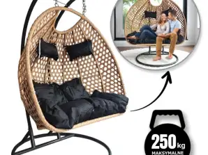 Chaise suspendue, balançoire cocon avec coussins, DEUX PLACES KR34