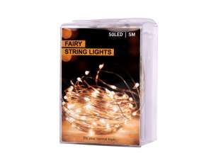 LED dekorative ledningslys 5m 50LED kald hvit