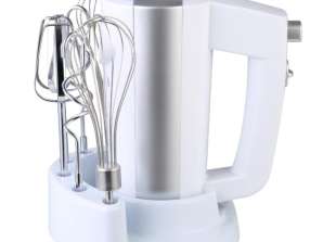 Rosberg R51110KB, Hand Mixer, 300W, Stand for the mixer and accessories, White/Silver