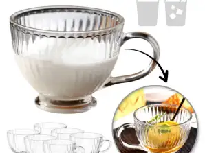 Lot de 6 grands gobelets en verre rainuré 380ml SZK150ZESTAW6